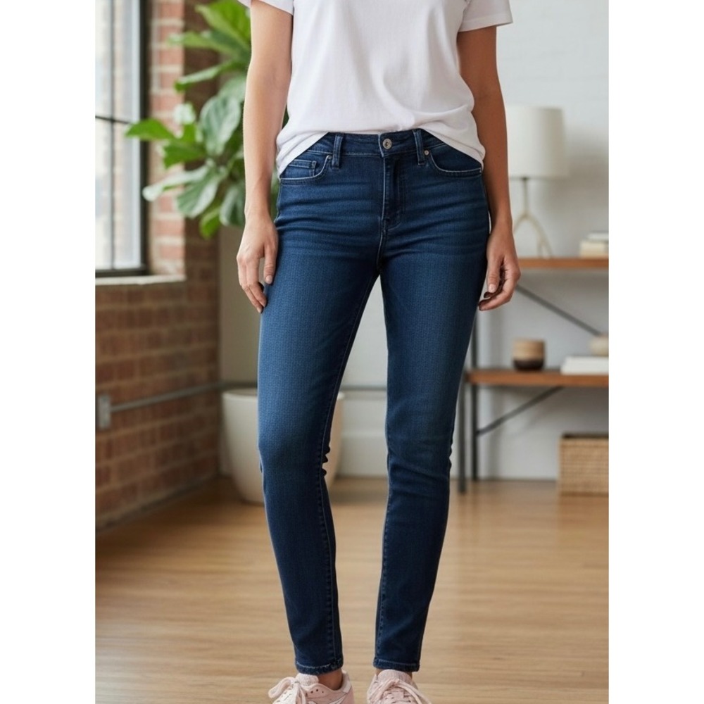 Seven7 Skinny Jeans Womens 14 Dark Wash Embroidered Back Pocket Denim
